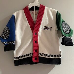 Vintage Gymboree Cardigan Kids Small Multicolor Good Colorblock Airplane Sweater